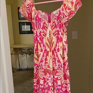 LOFT Pink and Orange Paisley Dress